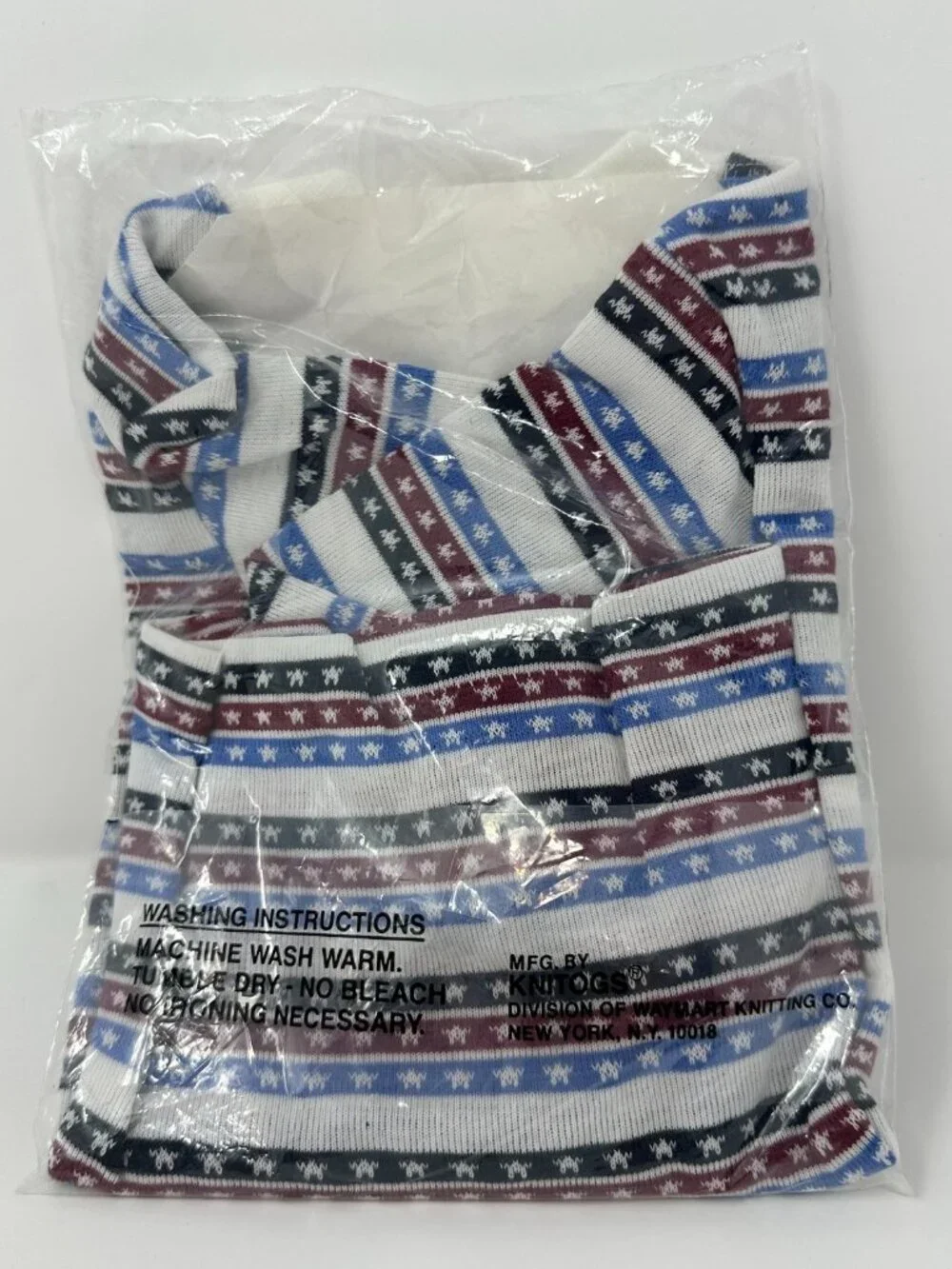 NEW Vintage Knitogs Creation Long Sleeve Baby Shirt, Red White Blue Size: 18 Mos